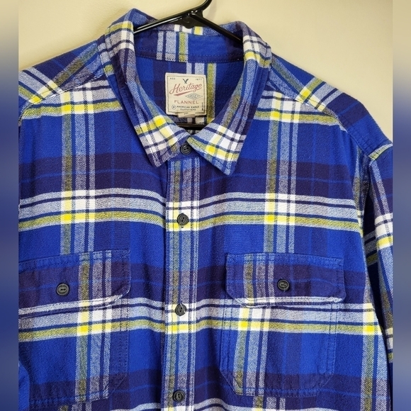 Heritage American Eagle XXL_TTG Shacket Flannel Shirt blue/white/yellow - Picture 3 of 16